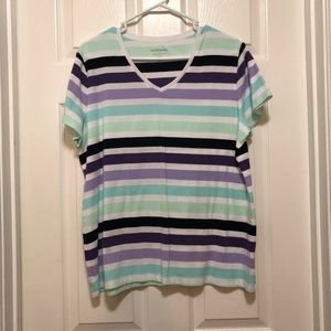 Women’s striped v neck tee